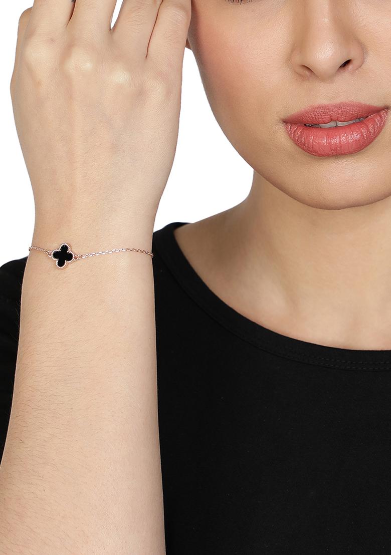 Rose Gold Plated Enamelled Charm Bracelet - Indya