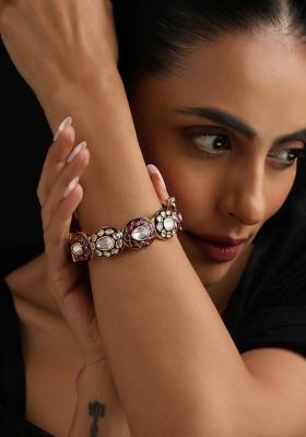 Red Polki Brass Bangle