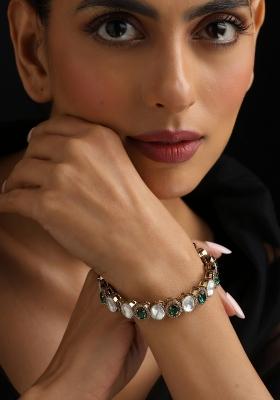 Green Polki Brass Bangle