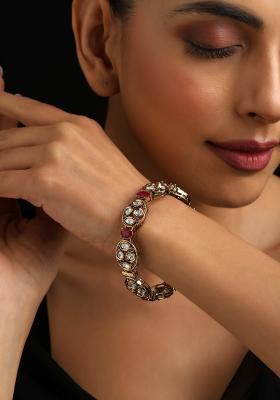 Red Polki Brass Bangle