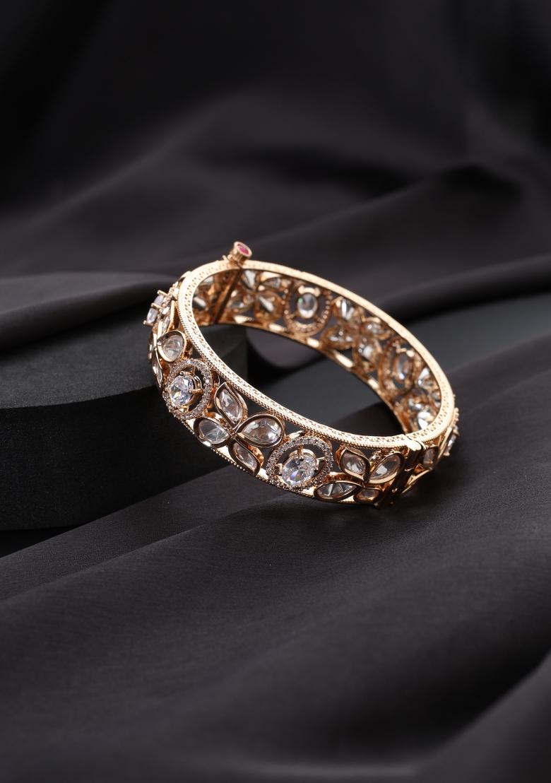 Gold Polki Brass Bangle - Indya