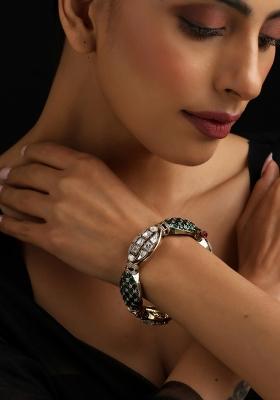 Green Polki Brass Bangle