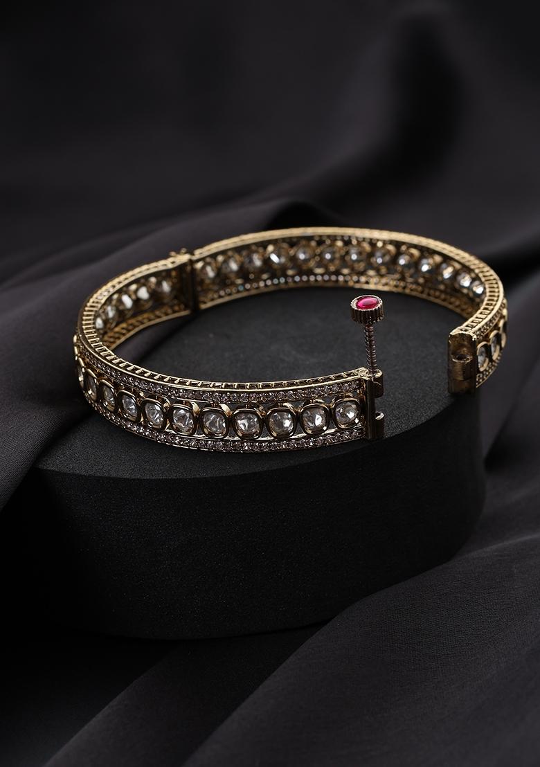 Gold Polki Brass Bangle - Indya