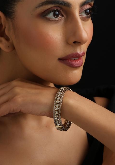 Gold Polki Brass Bangle