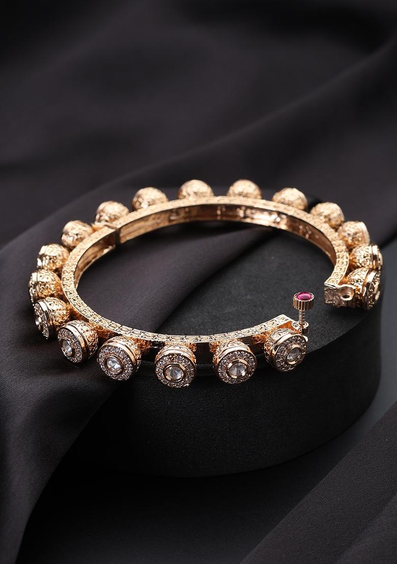 Rose Gold Polki Brass Bangle - Indya