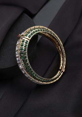 Green Polki Brass Bangle