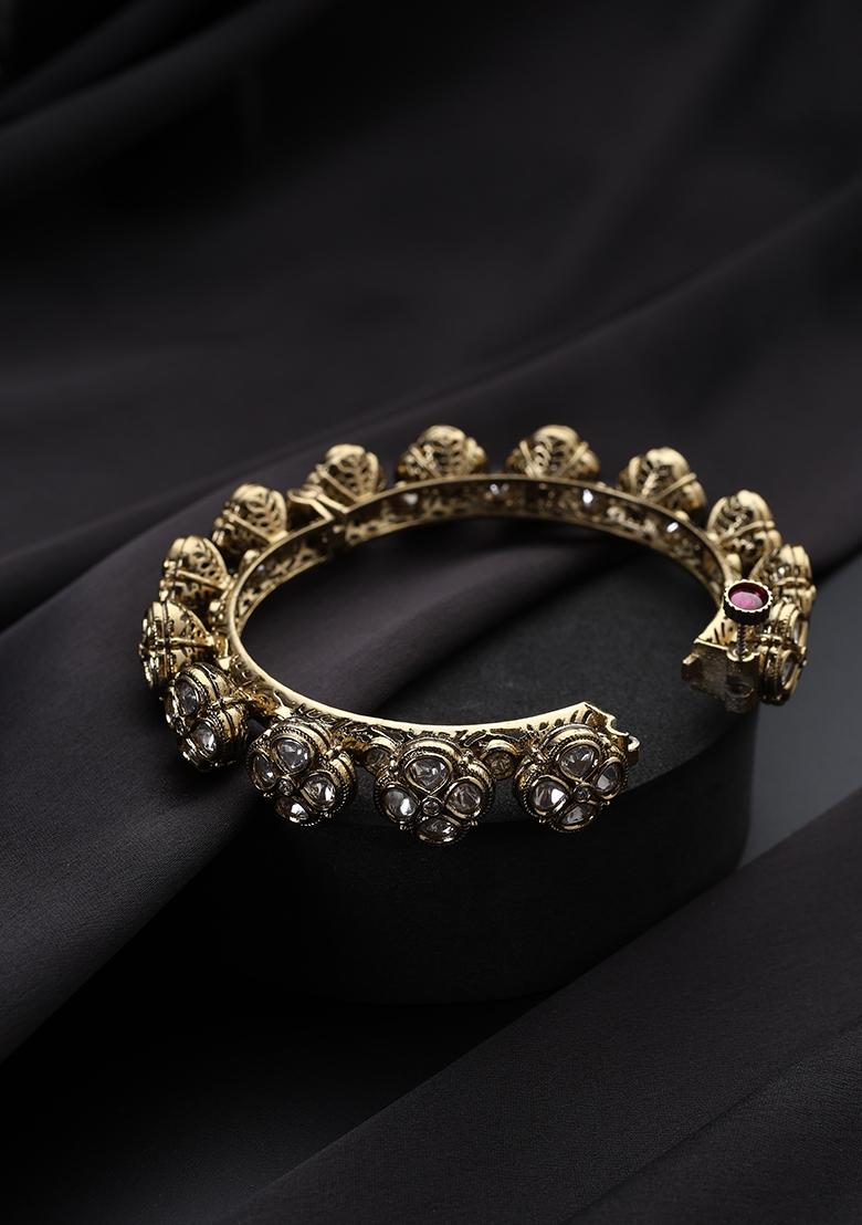 Gold Polki Brass Bangle - Indya