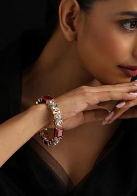 Red Polki Brass Bangle