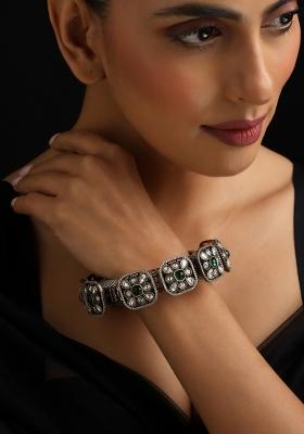 Green Polki Brass Bangle