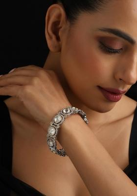 Silver Polki Brass Bangle