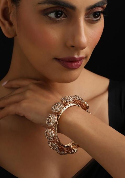 Rose Gold Polki Brass Bangle