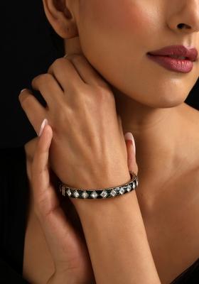 Green Polki Brass Bangle