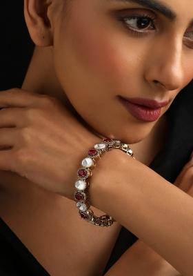 Red Polki Brass Bangle