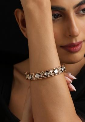 Green Polki Brass Bangle