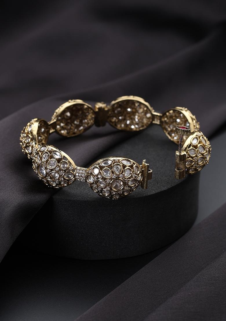 Gold Polki Brass Bangle - Indya