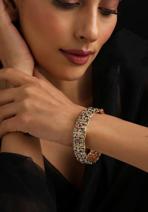 Multicolor Polki Brass Bangle