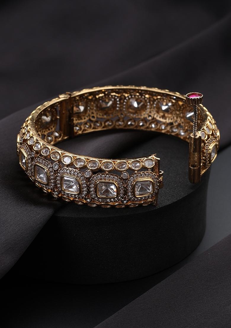 Gold Polki Brass Bangle - Indya