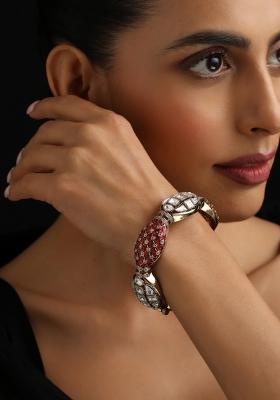 Red Polki Brass Bangle