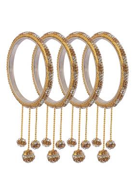 Golden Silver Designer Brass Zircon Hanging Design Bangles