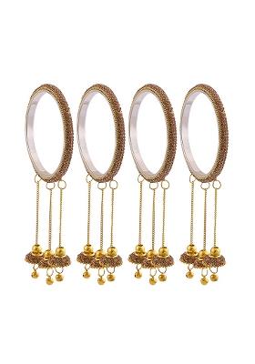 Golden Designer Brass Zircon Hanging Design Bangles
