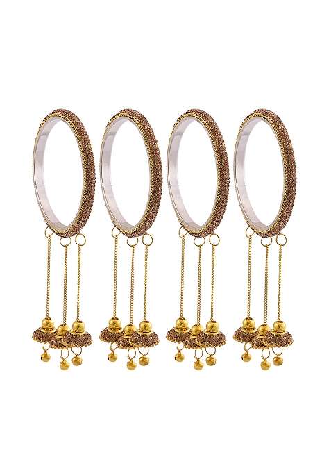 Golden Designer Brass Zircon Hanging Design Bangles