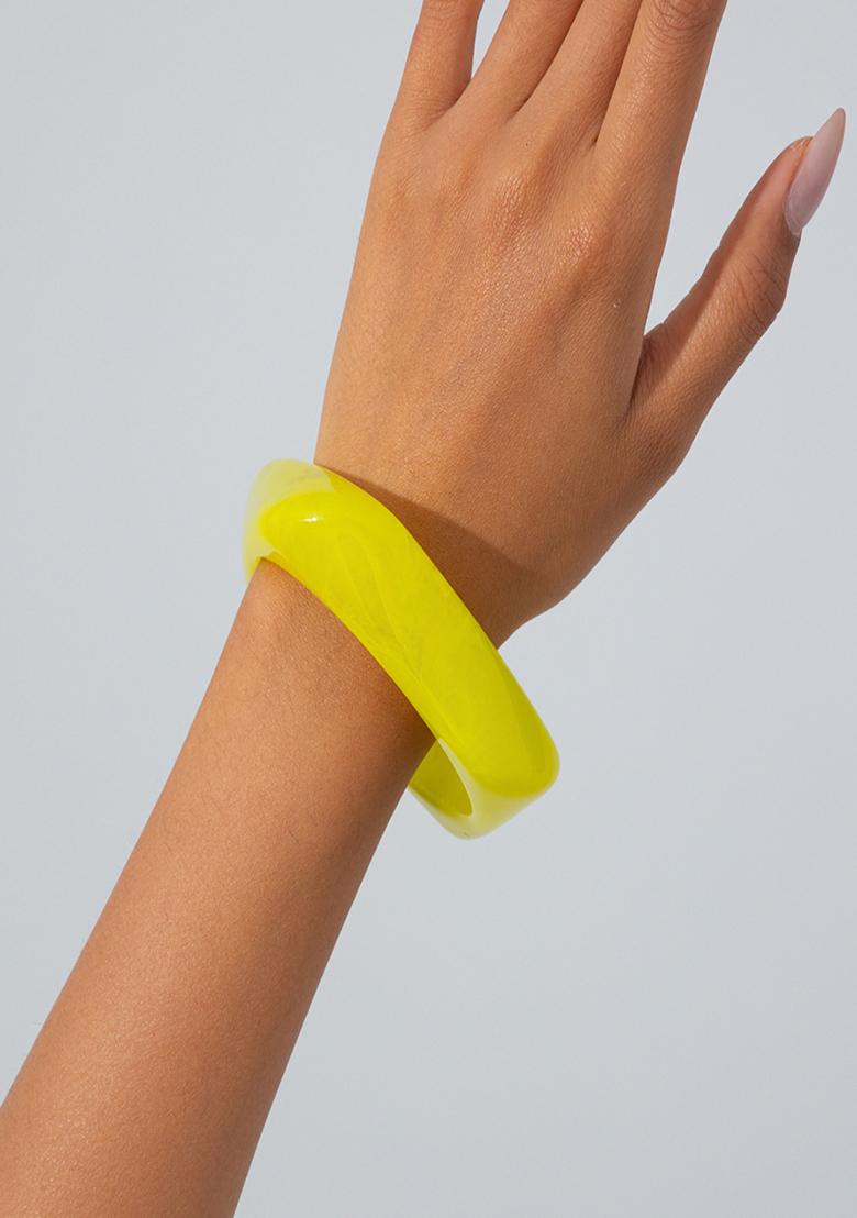 Yellow Slip On Acrylic Bracelet For Women - Indya