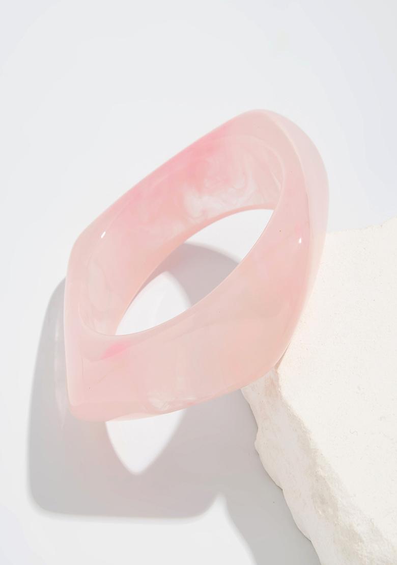 Light Pink Slip On Acrylic Bracelet For Women - Indya