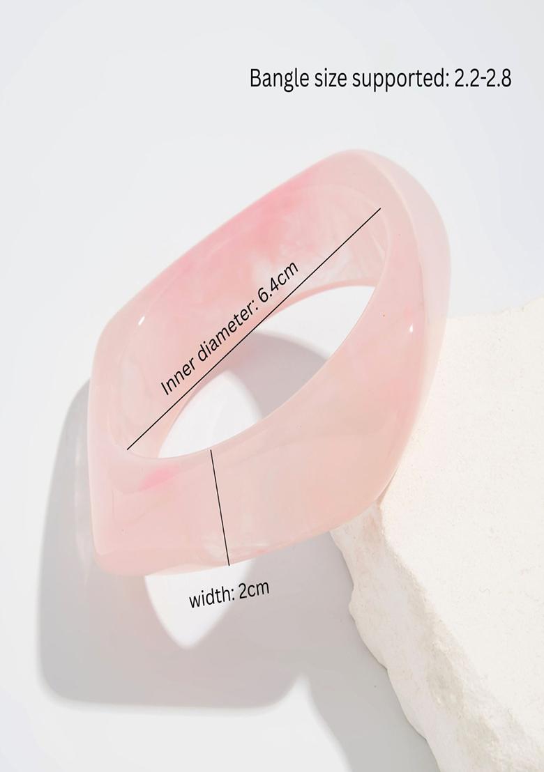 Light Pink Slip On Acrylic Bracelet For Women - Indya