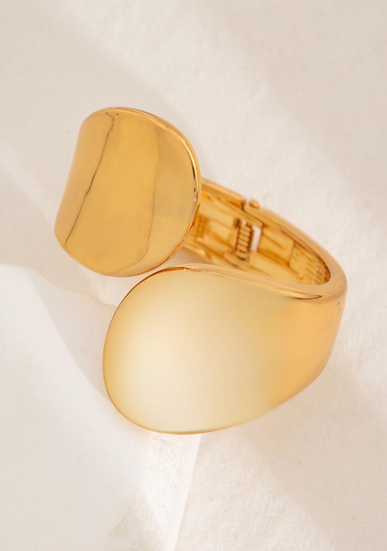 Gold Open Alloy Bracelet For Women - Indya