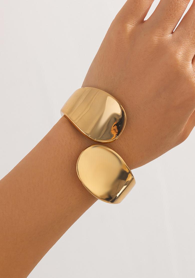 Gold Open Alloy Bracelet For Women - Indya