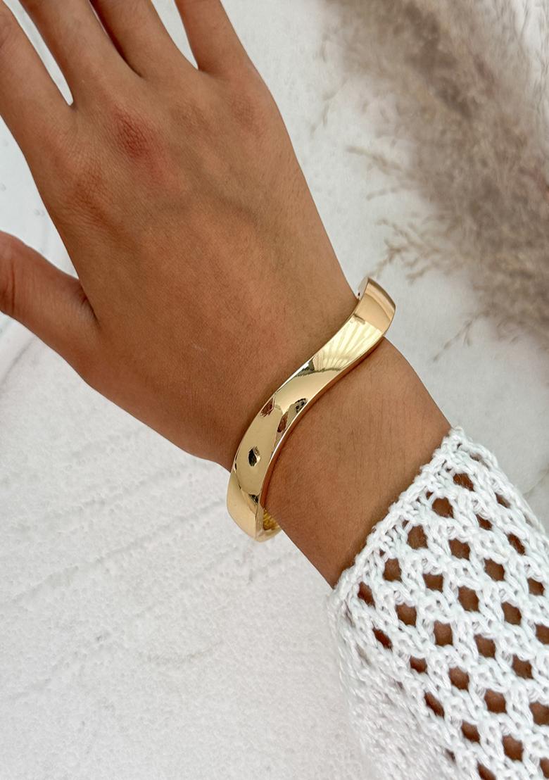 Gold Slip On Alloy Bracelet For Women - Indya