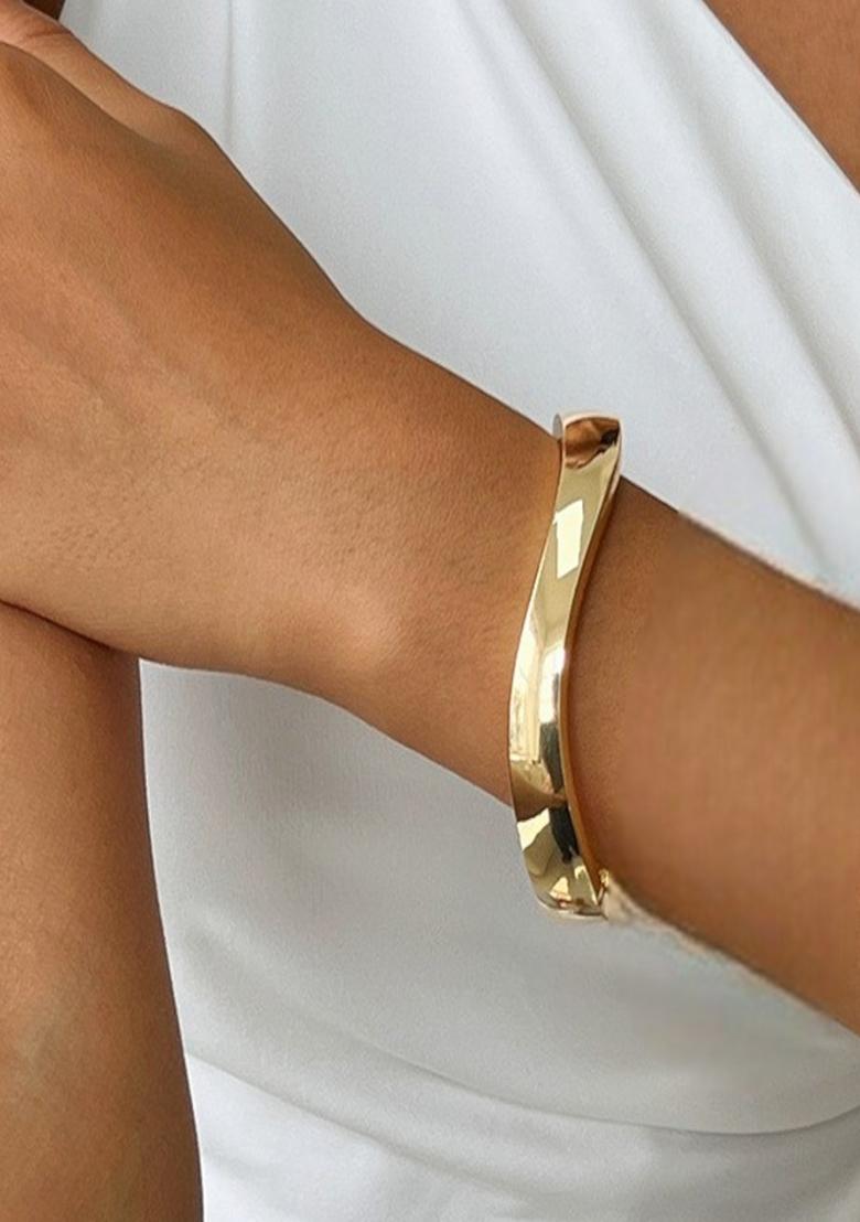 Gold Slip On Alloy Bracelet For Women - Indya