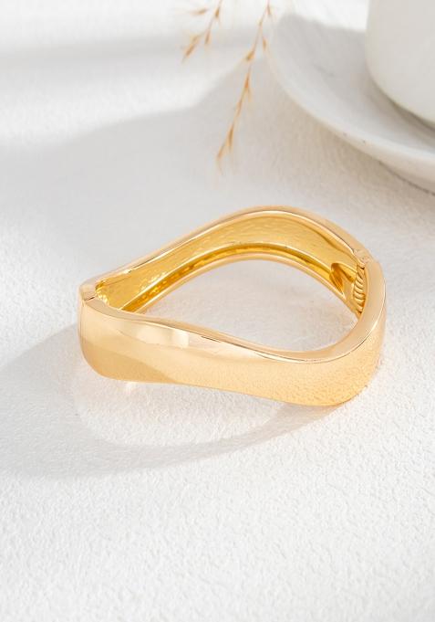 Gold Slip On Alloy Bracelet For Women