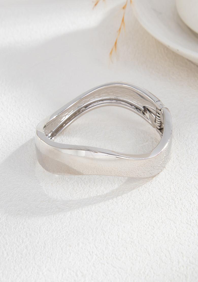 Silver Slip On Alloy Bracelet For Women - Indya