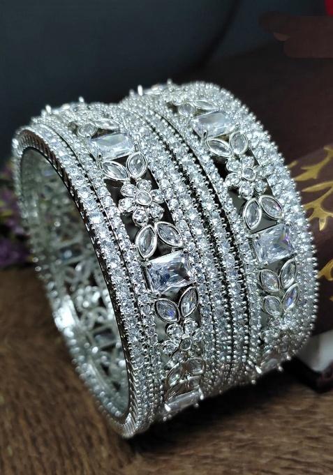 Silver Fancy Alloy Bangles Set