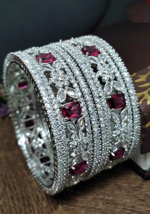 Red Fancy Alloy Bangles Set