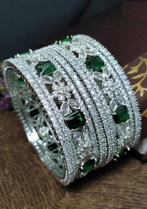 Green Fancy Alloy Bangles Set