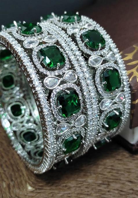 Green Fancy Alloy Bangles Set