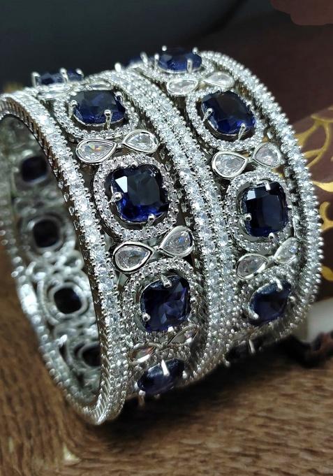 Blue Fancy Alloy Bangles Set