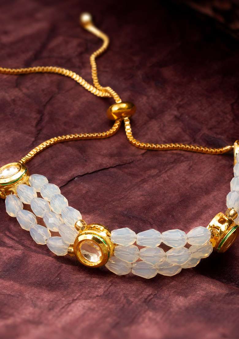 White Gold Plated Brass Bracelet - Indya