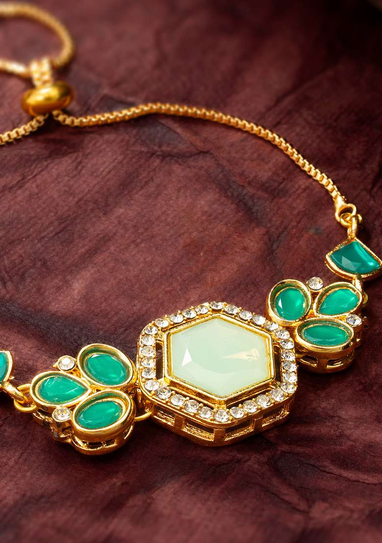 Green Gold Plated Brass Bracelet - Indya