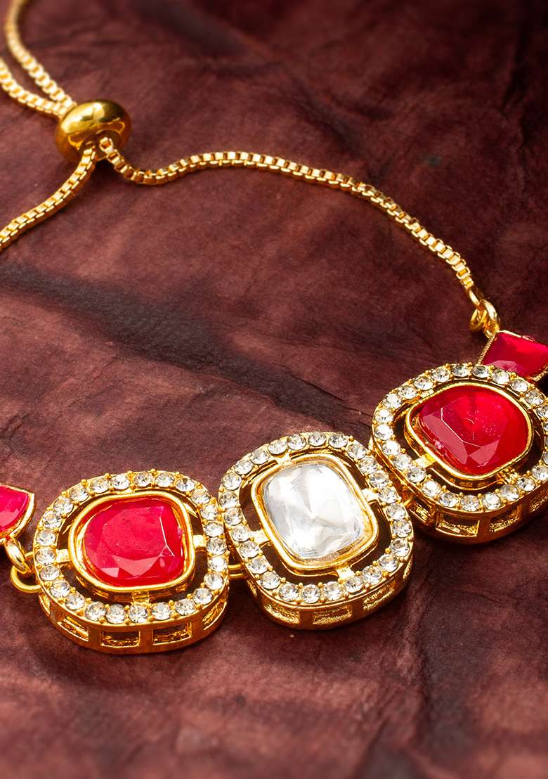 Red Gold Plated Brass Bracelet - Indya