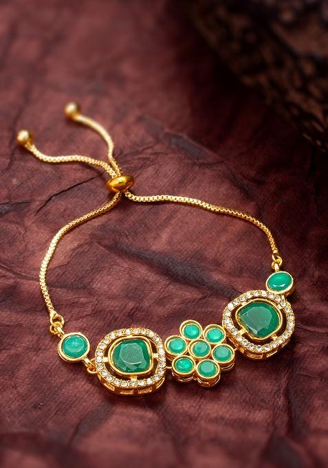 Green Gold Plated Brass Bracelet