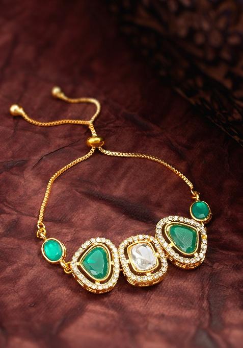 Green Gold Plated Brass Bracelet
