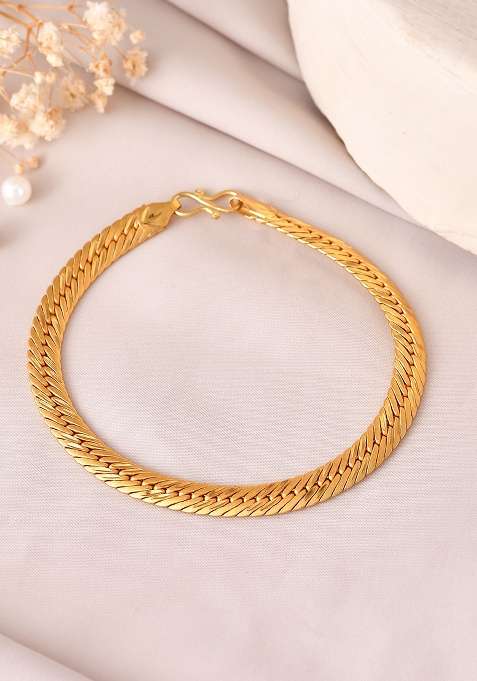 Men Stainless Steel Gold-Plated Handcrafted Bracelet