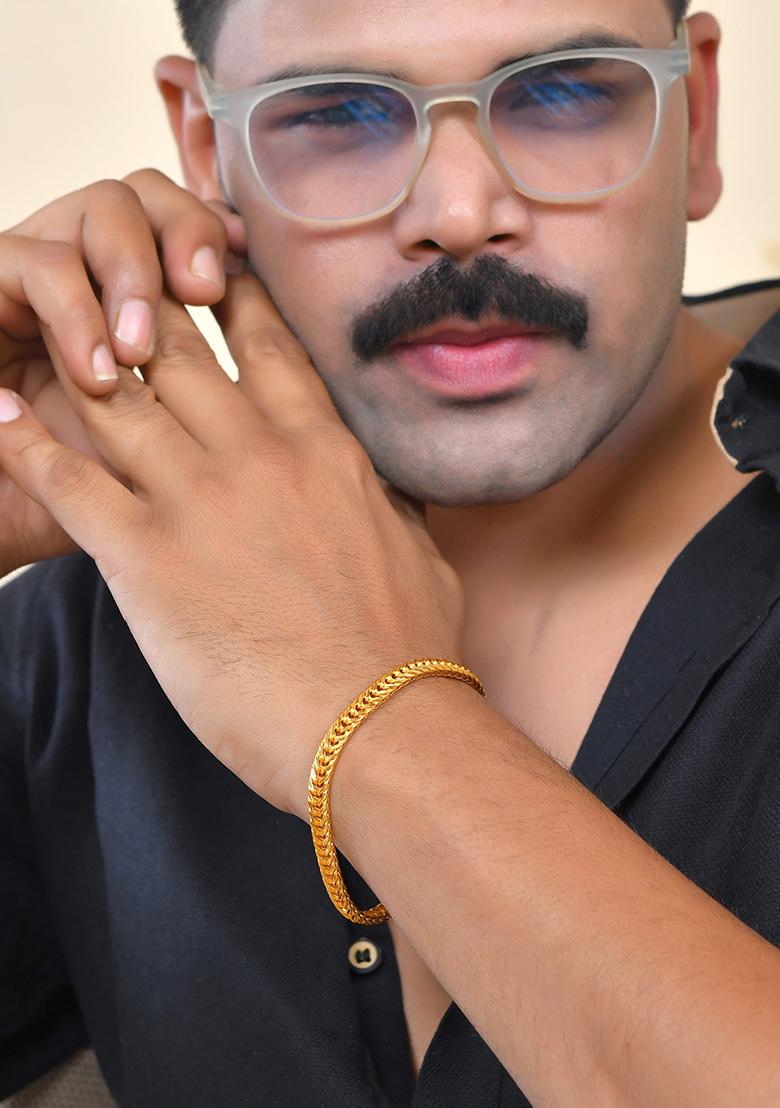 Men Gold Plated Stainless Steel Linked Bracelet - Indya