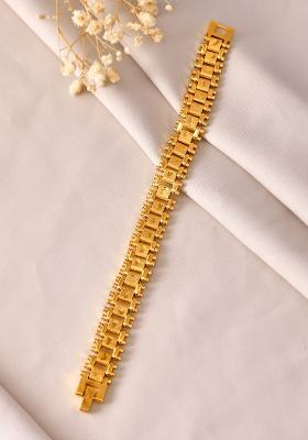 Gold Plated Handcrafted Stainless Steel Linked Bracelet For Men