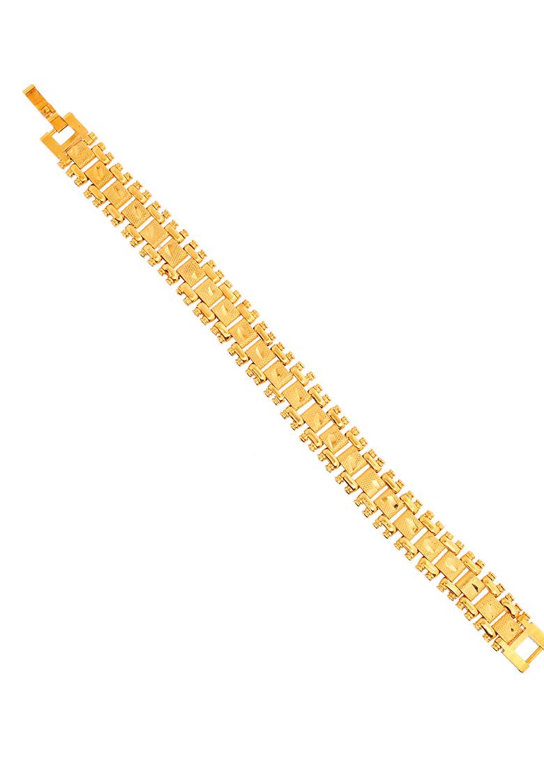 Gold Plated Handcrafted Stainless Steel Linked Bracelet For Men - Indya