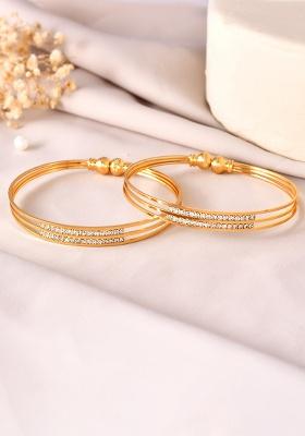 Set Of 2 Gold Plated Stone Studded Bangle