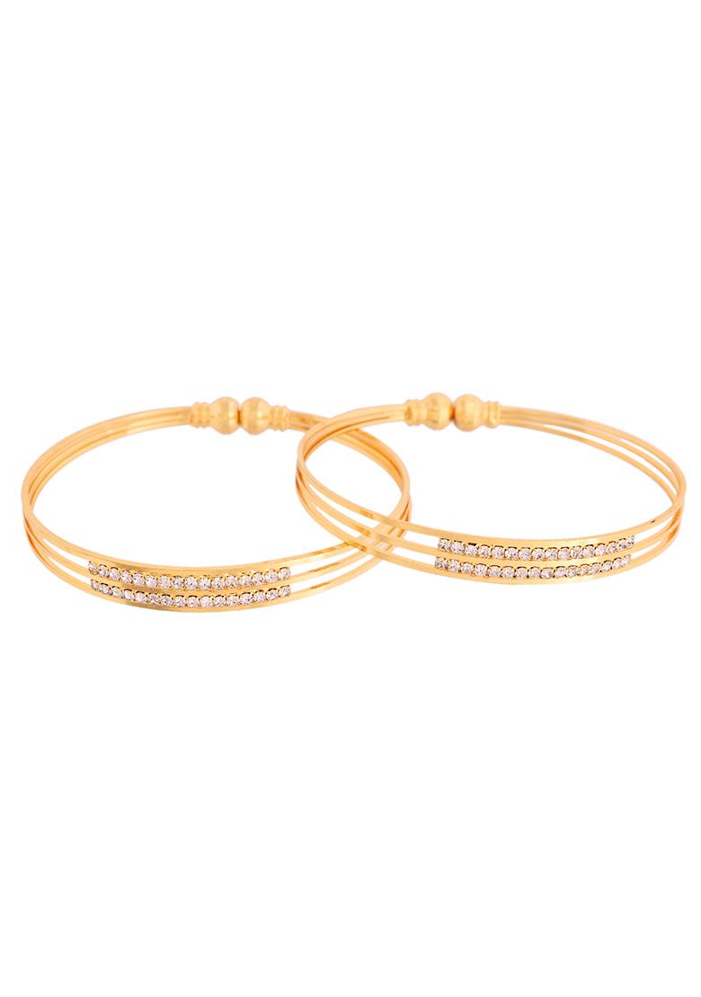 Set Of 2 Gold Plated Stone Studded Bangle - Indya